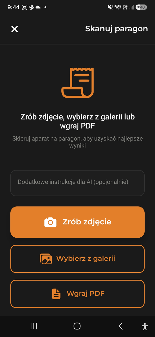 Skan paragonów - AI Budget Assistant